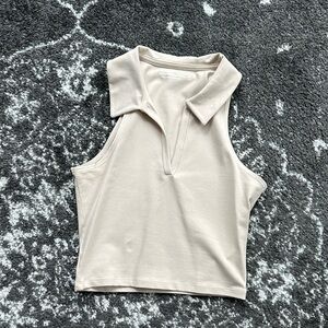 Abercrombie & Fitch Cropped Cream Polo